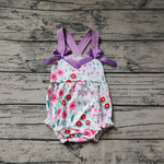 SR1417 Flower Floral Purple Cute Baby Girl Romper