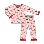 MOQ 5 pcs Custom Style Christmas Weenie Dog Women Adult's Pajamas Set