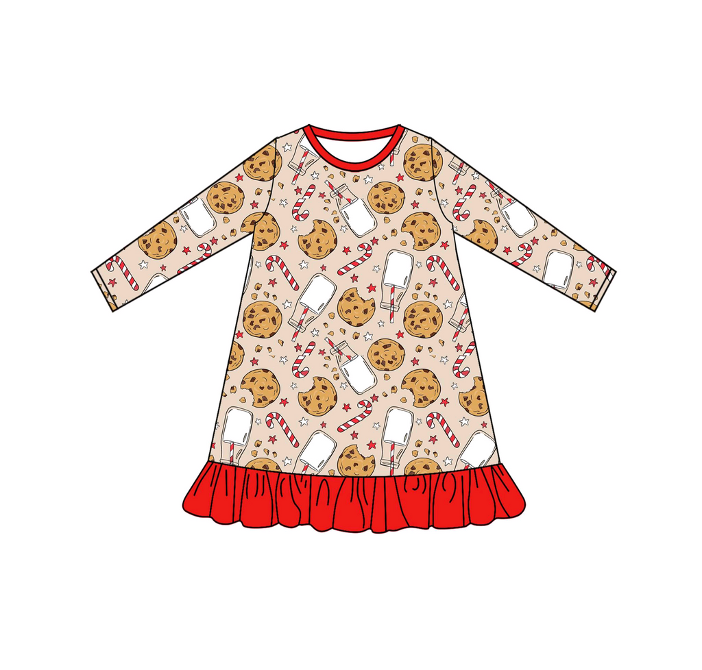 christmas cookie dress Christmas Cookies Baking Crew Long Sleeve Ruffle Dress - Holiday Girls Dress