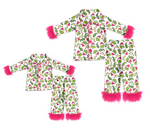 MOQ 5 pcs Custom Style Christmas Feather Mommy And Me Pajamas set