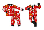 MOQ 3 pcs each style Custom Style Eat more chikin Bamboo Kids Boys Pajamas Sleepers