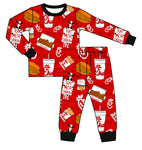 MOQ 3 pcs each style Custom Style Eat more chikin Bamboo Kids Boys Pajamas Sleepers