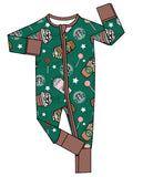 MOQ 3 pcs each style Custom Style Coffee Green Bamboo Kids Boys Pajamas Sleepers