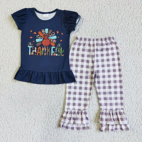 GSPO0120 Thankful Turkey Plaid Girl's set