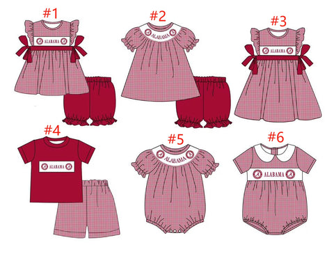 MOQ 3 pcs Each Style Custom Style University team Print Alabama Matching Kids Clothing