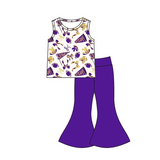 MOQ 8 pcs Custom Style Football Team Cheer Purple Girl Set