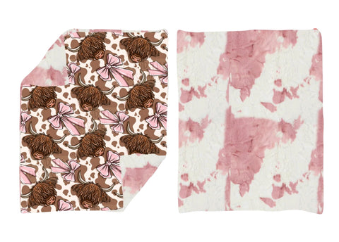 US Warehouse BL0204 Cows Bows Pink Plush Baby Newborn Blanket