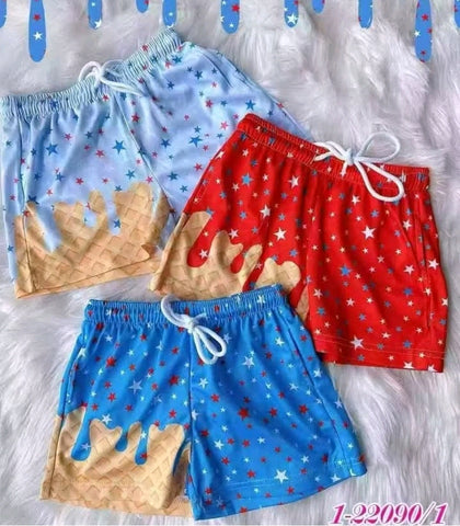 MOQ 5 pcs Each Style Custom Style 4th of July Ice Gream Drip Boy's Shorts