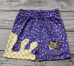 MOQ 5 pcs each style Custom Style LSU Team Purple Boy's Shorts