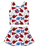 MOQ 5 pcs each style Custom Style Game Day Go Team Girls Skorts Set