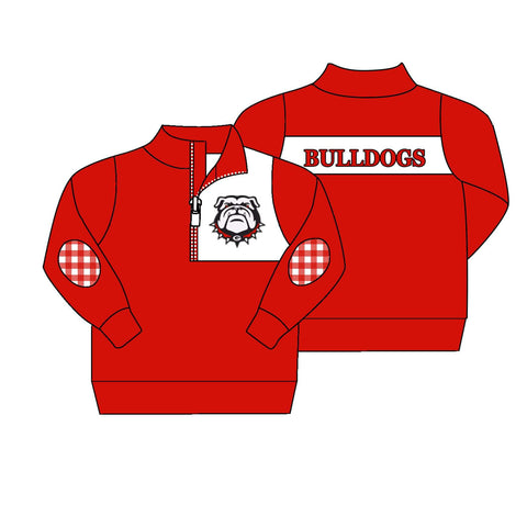 MOQ 8 pcs Custom Style Red BULLDOGS Pullover Ziper Shirt Top Girl