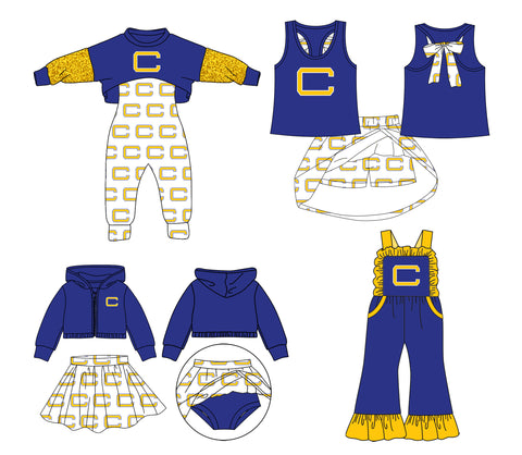 MOQ 5 PCS Each Style Custom style C Blue Sister Macthes Clothes