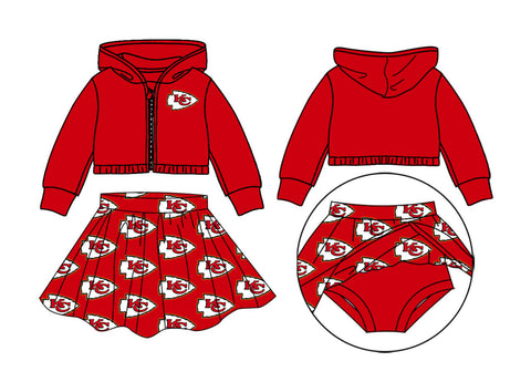 MOQ 5 pcs Custom Style Each Style KC Team Coat Girls Skorts Set