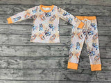 GLP0467 Cartoon Blue Dog Flower Orange Boy's set
