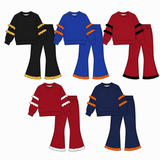 MOQ 5 pcs Custom Style Solid Color Colorful Ruffles Girls Outfits