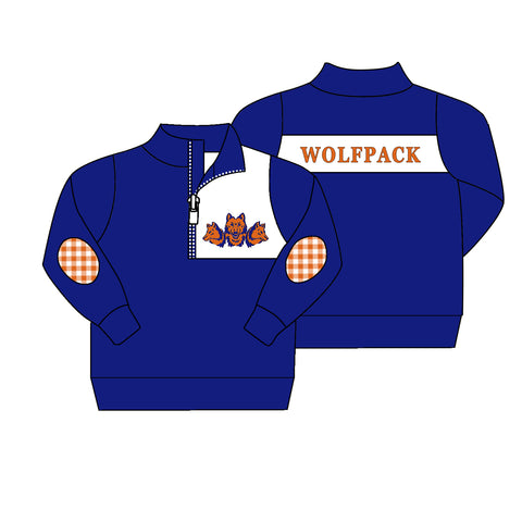 MOQ 5 pcs Custom Style WOLFPACK Teams Pullover Zipper Shirt Top Boy