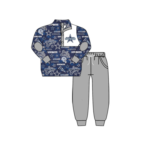 MOQ 8 pcs Custom Style COWBOYS Pullover Boy set