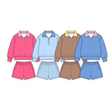 Preorder MOQ 5 pcs Each Style Solid Color Cotton Plaid Girls Shorts Set-2026.8.28