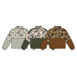 Preorder MOQ 5 pcs Each Style Hunting Camo Mallard Zipper Kids Boys Pullover Shirt
