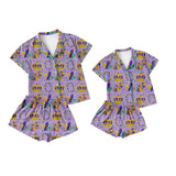 Preorder MOQ 5 pcs Each Style Mardi Gras Purple Buttons Pajamas Mommy and Me Matching Clothes
