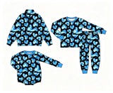 Preorder MOQ 5 pcs Each Style Love Waves Blue Color Kids Matching Clothes