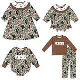 Preorder MOQ 5 pcs Each Style Hunting Camo Duck Puppy Deer Kids Matching Clothes