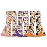 Preorder MOQ 5 pcs Halloween Bows Pumpkin Ruffles Girls Flared Pants