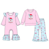 Preorder MOQ 5 pcs Each Style Christmas Santa HOHOHO Flower Kids Matching Clothes