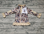 GT0313 Hunting Caller Camo Zipper Pullover Girl Shirt Top