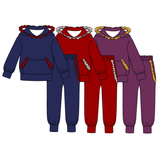 Preorder MOQ 5 Pcs Each Style Team Colors Ruffles Girls Hoodie Outfits
