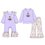 Preorder MOQ 5 pcs Each Style Halloween Pumpkin Flower Kids Matching Clothes