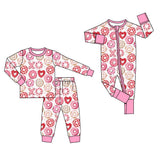 Preorder MOQ 5 pcs Each Style Valentine's Day Love Donut Pajamas Kids Matching Clothes