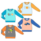 Preorder MOQ 5 pcs Each Style Pumpkin Trunks Stripe Kids Boys Shirt