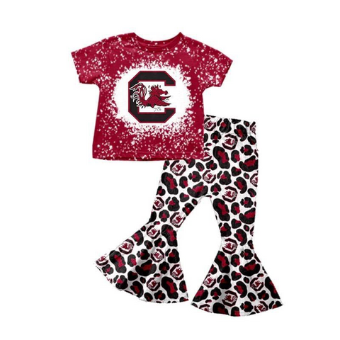 MOQ 8 pcs Custom Style GAMECOCKS Football Teams Leopard Girl Set