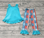 GSPO0665 Turquoise Stripe Girl's Set