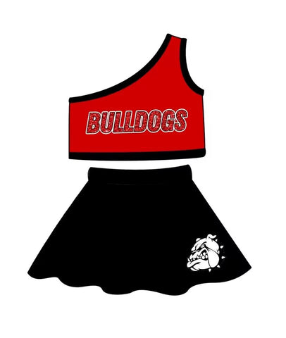 MOQ 8 pcs Custom Style BULLDOGS one shoulder Cheer Girl Skirt Outfits