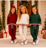 MOQ 5 pcs Custom Style Colorful Stripe Ruffles Girls Outfits