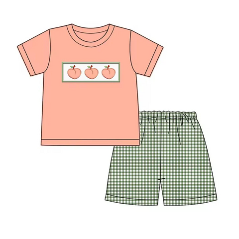 Deadline 05.14 Custom Style No MOQ Peach Boy Kids Shorts Set