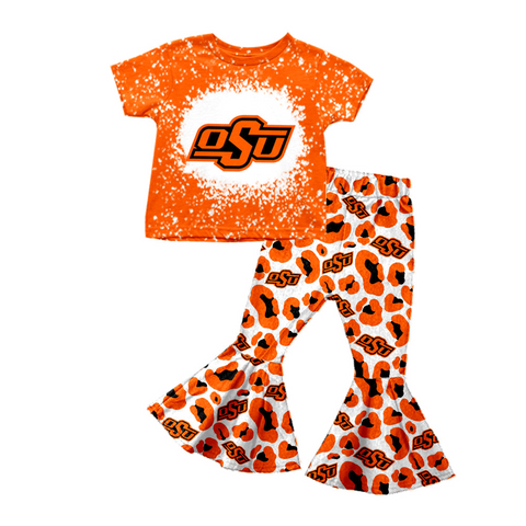 MOQ 8 pcs Custom Style University team OSU leopard Girl Set