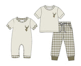 Preorder MOQ 5 pcs Each Style Hunting Deer Plaid Kids Matching Clothes
