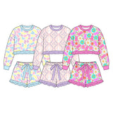 Preorder MOQ 5 pcs Each Style Easter Bunny Ruffles Girls Shorts Set Kids Matching Clothes