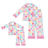 Preorder MOQ 5 pcs each Valentine's Day Love Feather Mommy And Me Pajamas Outfits