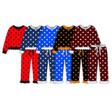 Preorder MOQ 5 pcs Each Style Dots Ruffles Girls Set Kids Matching Clothes