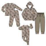 Preorder MOQ 5 pcs Each Style Valentine's Day Love Plaid Brown Kids Matching Clothes