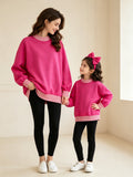 Preorder MOQ 5 pcs Each Thick Sweatshirts Hot Pink Mommy And Me Clothes
