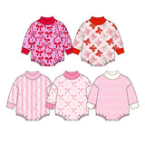 Preorder MOQ 5 pcs Each Style Valentine's Day Love Bows Baby Girls Romper