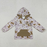 Matching Baby boys girls  zip-up long-sleeved camo top pullover hooded  embroidery