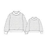 Preorder MOQ 5 pcs Each Style Dots White Mockneck Pullover Mommy and Me Matching Clothes