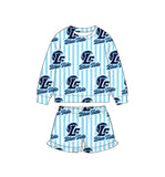 MOQ 5 pcs Custom Style Team Mascot Stripe Kids Girls Shorts Set