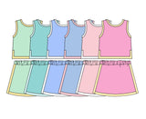 Preorder MOQ 5 pcs Each Style Colorful Solid Color Girls Skorts Set